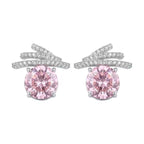 Sterling Silver Pink Cubic Zirconia Wing Stud Earrings