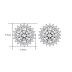 Sterling Silver Snowflake Moissanite Halo Stud Earrings