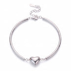 Sterling Silver Puffed Heart Smooth Tube Bracelet