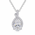 Sterling Silver Pear Moissanite Pendant Necklace