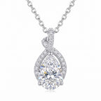 Sterling Silver Pear Moissanite Pendant Necklace