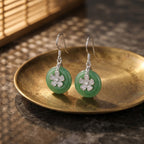 Elegant Green Jade  Flower Drop Earring