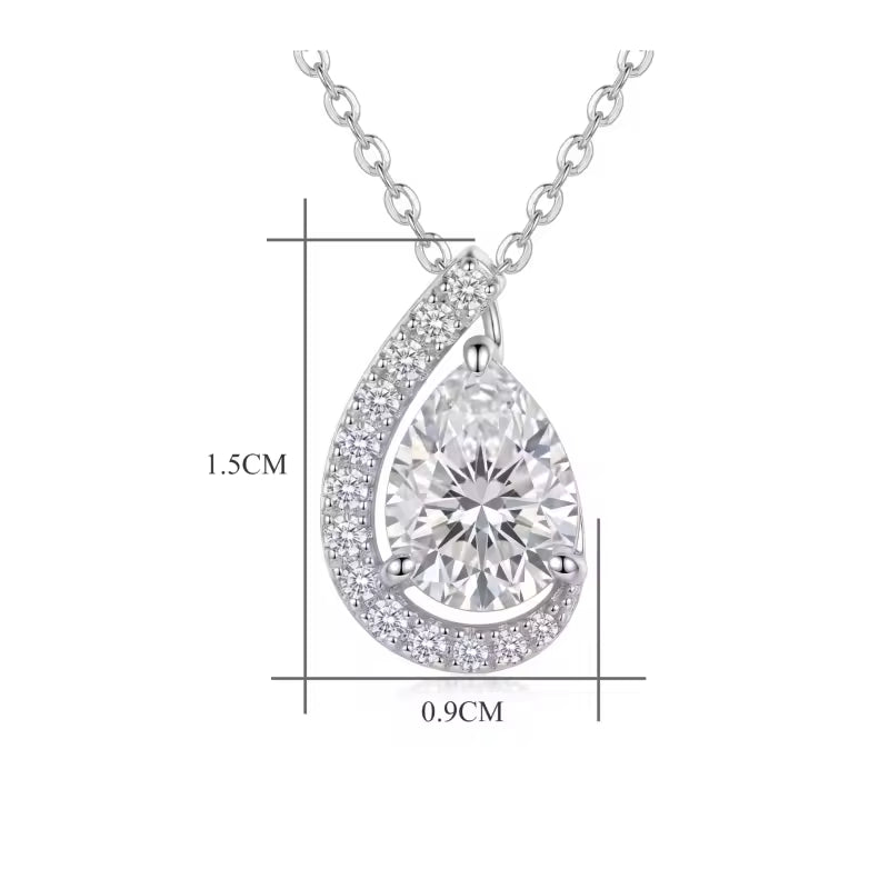 Sterling Silver Pear-Cut Moissanite Teardrop Necklace