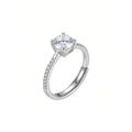 Sterling Silver Adjustable Cubic Zirconia Solitaire Ring