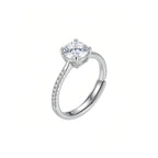 Sterling Silver Adjustable Cubic Zirconia Solitaire Ring