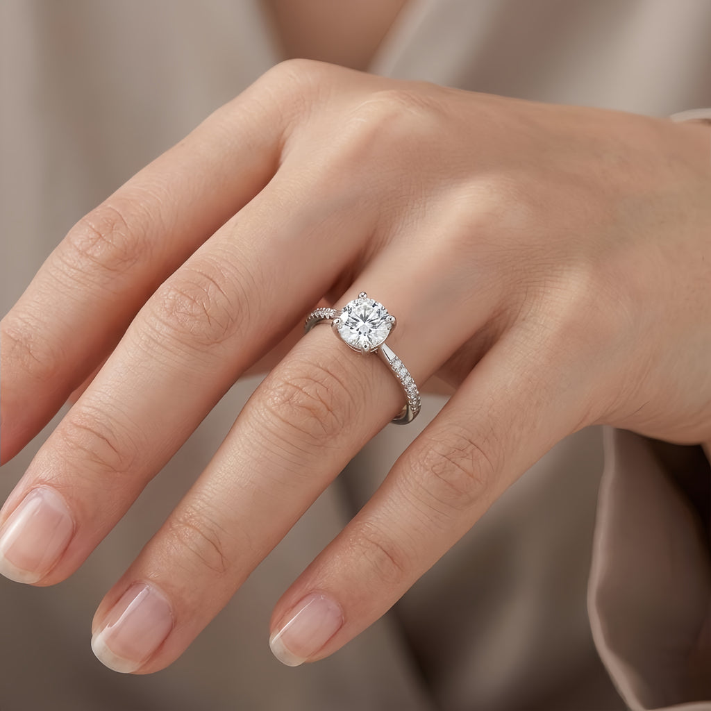 Sterling Silver Adjustable Cubic Zirconia Solitaire Ring