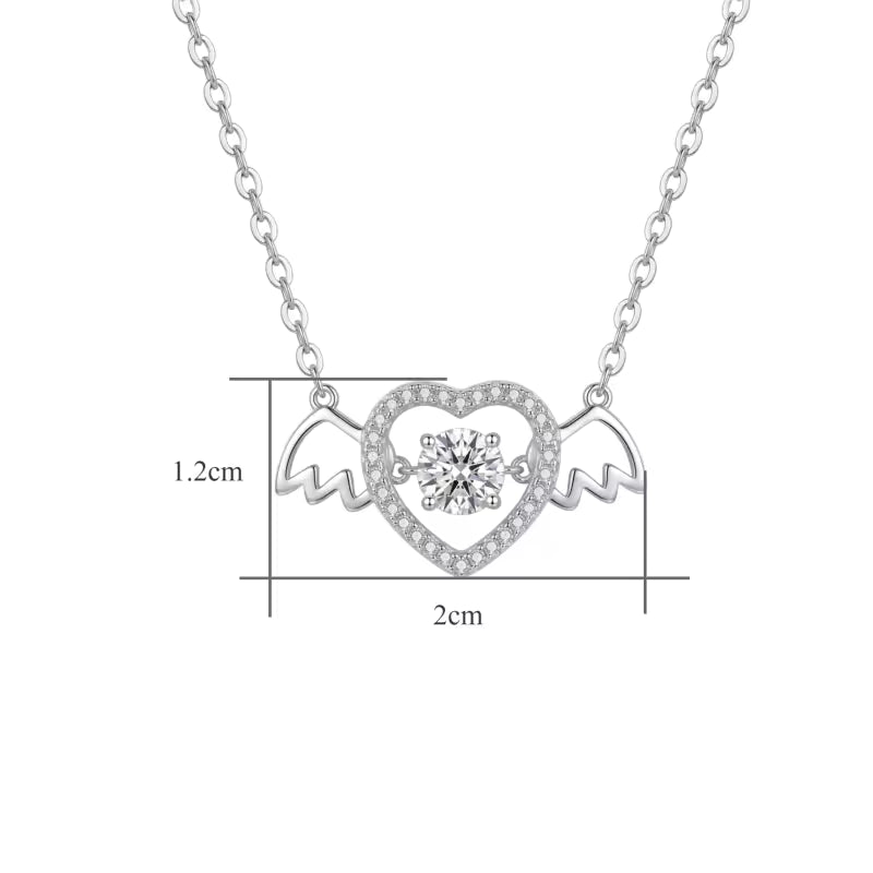 Sterling Silver Angel Wing Heart Necklace