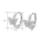 Sterling Silver Butterfly Moissanite Huggie Hoops