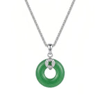 Green Jade Pendant Necklace with CZ Accent