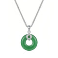 Green Jade Pendant Necklace with CZ Accent