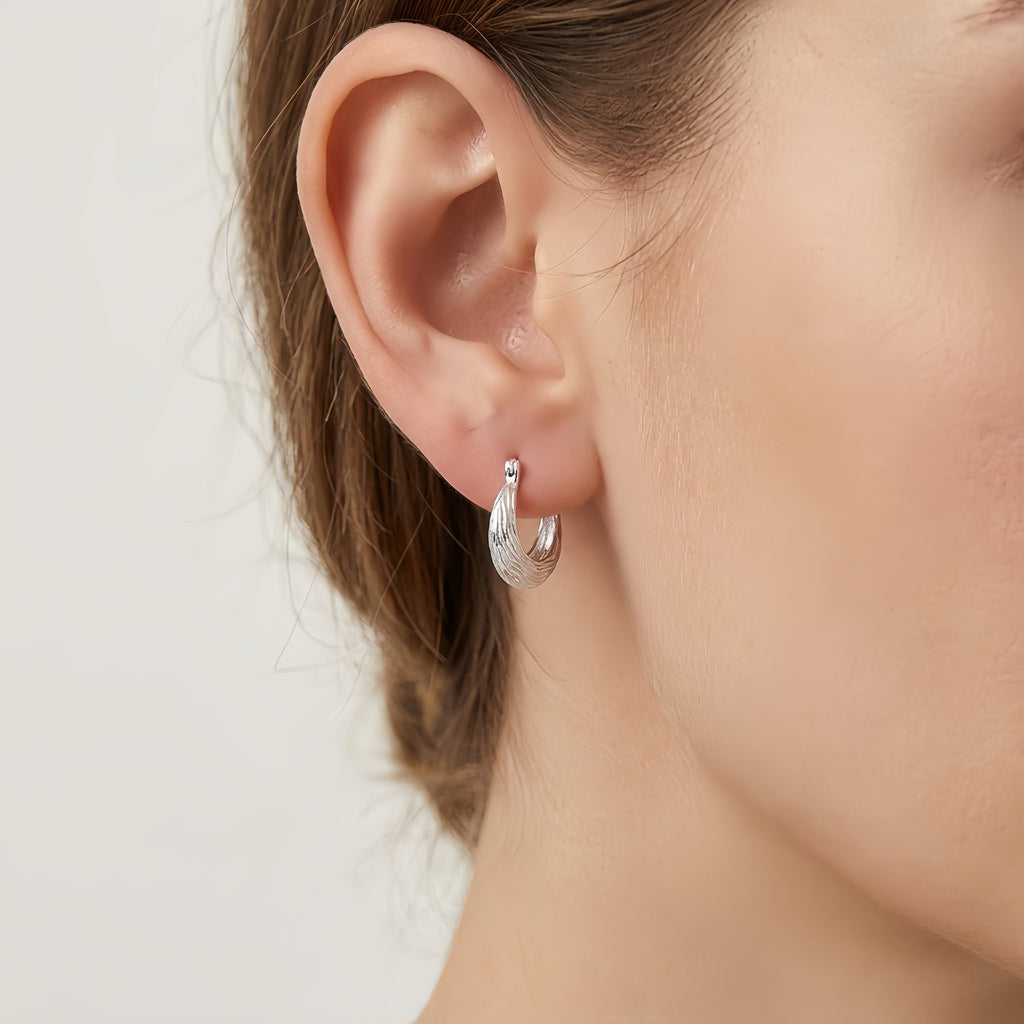 Textured  Wave Hoop Earring