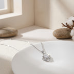 Sterling Silver Flower Clover Cubic Zirconia Pendant Necklace