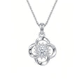 Sterling Silver Flower Clover Cubic Zirconia Pendant Necklace