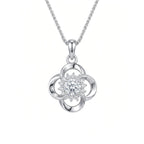 Sterling Silver Flower Clover Cubic Zirconia Pendant Necklace