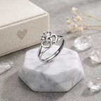 Sterling Silver Adjustable Crown and Double Heart Promise Ring