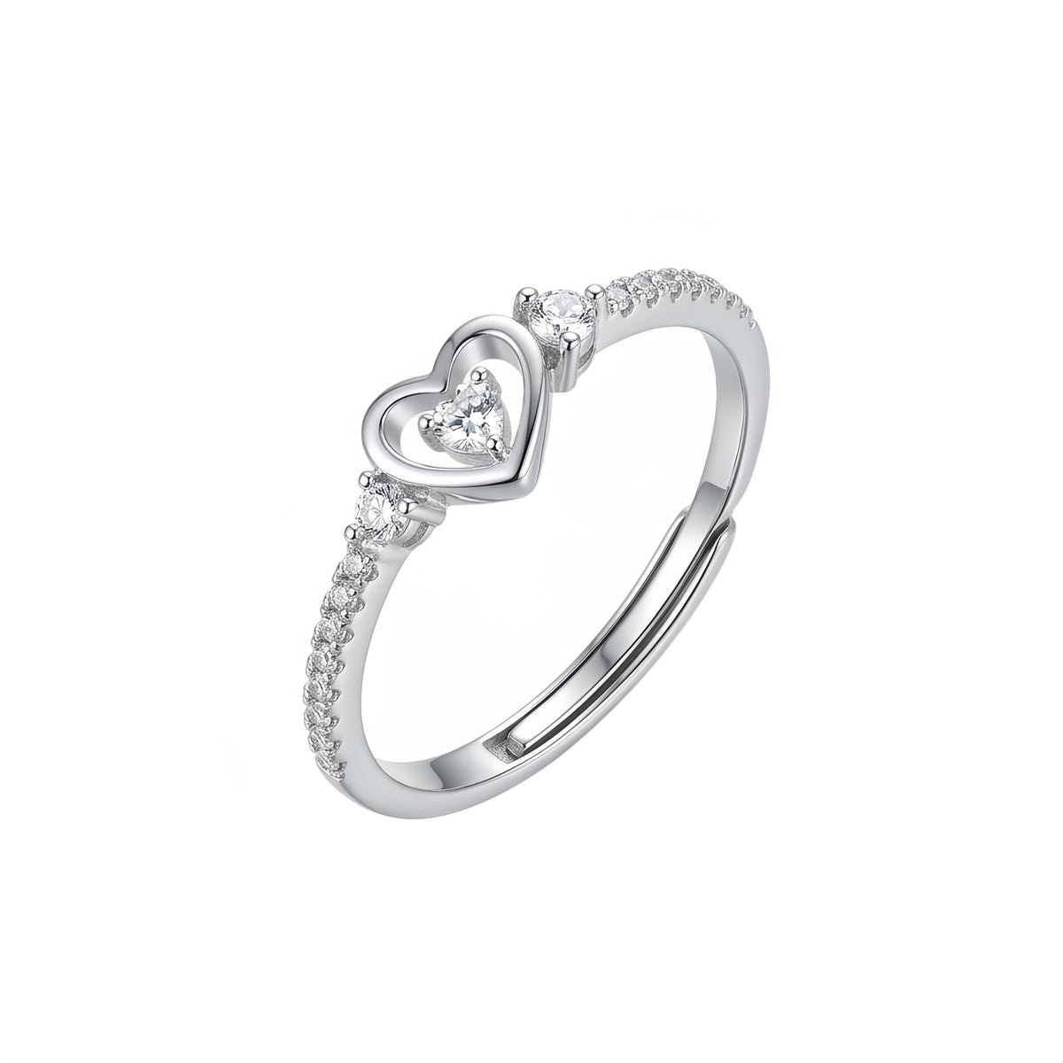 Sterling Silver Adjustable Heart Ring