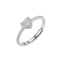 Sterling Silver Adjustable Heart Halo Ring