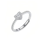 Sterling Silver Adjustable Heart Halo Ring