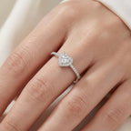 Sterling Silver Adjustable Heart Halo Ring