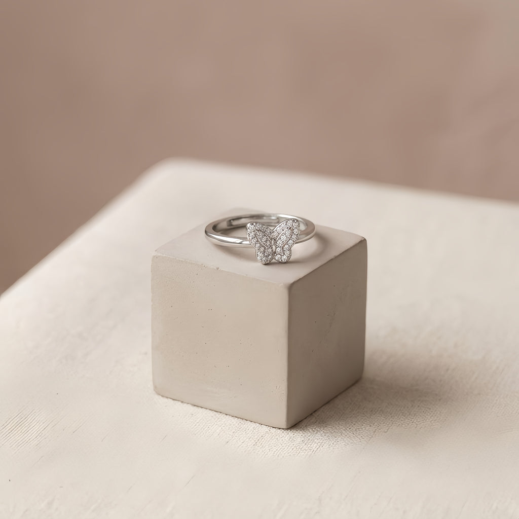 Sterling Silver Adjustable Butterfly Ring