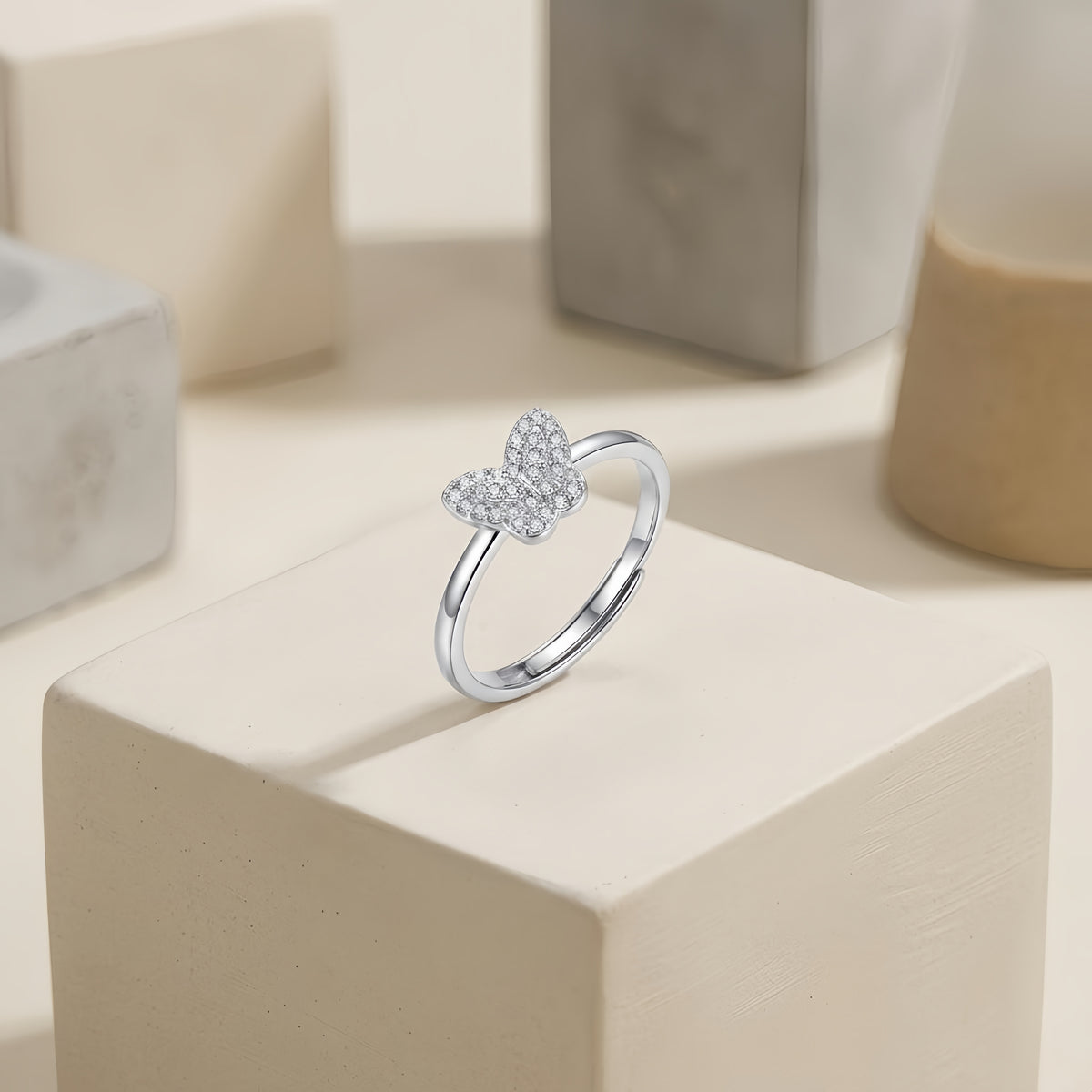 Sterling Silver Adjustable Butterfly Ring