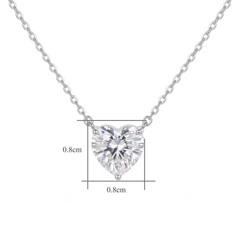 Sterling Silver Heart-Cut Moissanite Necklace