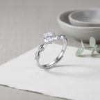 Sterling Silver Adjustable Twisted Vine Cubic Zirconia Solitaire Ring