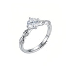 Sterling Silver Adjustable Twisted Vine Cubic Zirconia Solitaire Ring