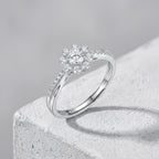 Sterling Silver Snowflake Flower Halo Ring