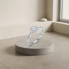 Sterling Silver Snowflake Flower Halo Ring