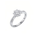 Sterling Silver Snowflake Flower Halo Ring