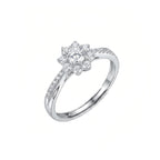 Sterling Silver Snowflake Flower Halo Ring