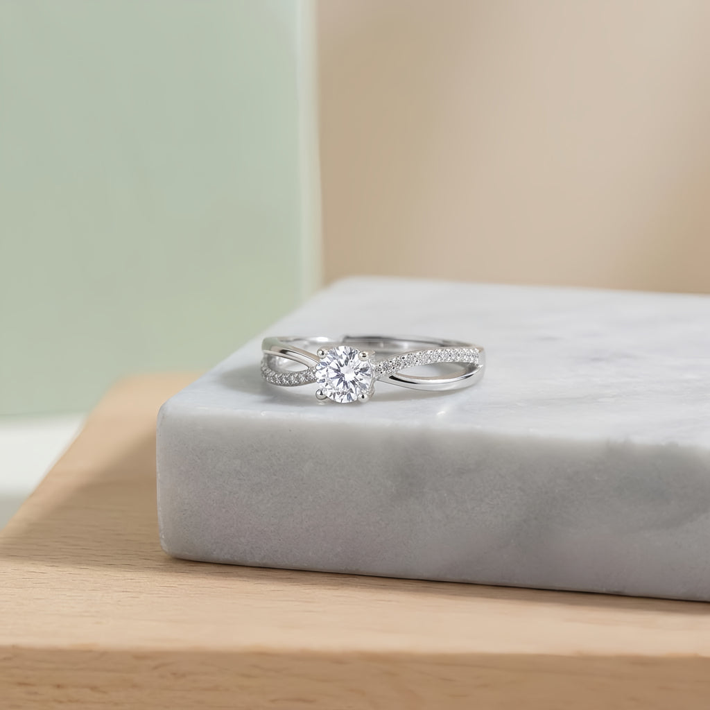Sterling Silver Adjustable Twist Solitaire Ring