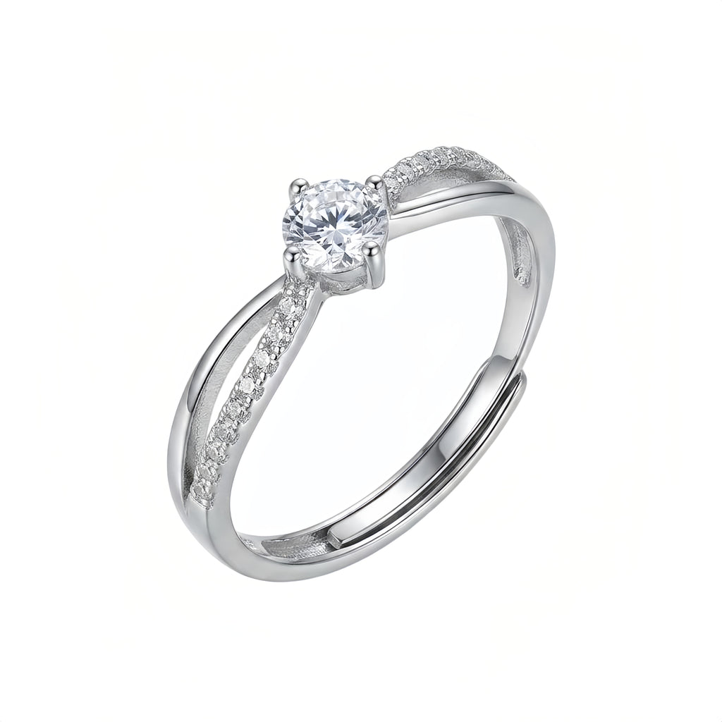 Sterling Silver Adjustable Twist Solitaire Ring