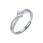 Sterling Silver Adjustable Twist Solitaire Ring