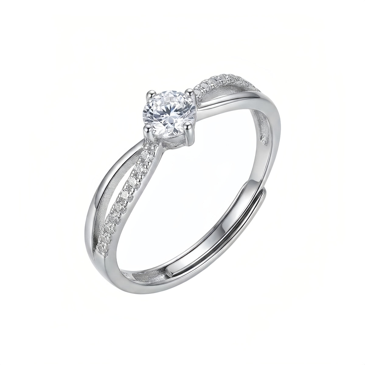 Sterling Silver Adjustable Twist Solitaire Ring
