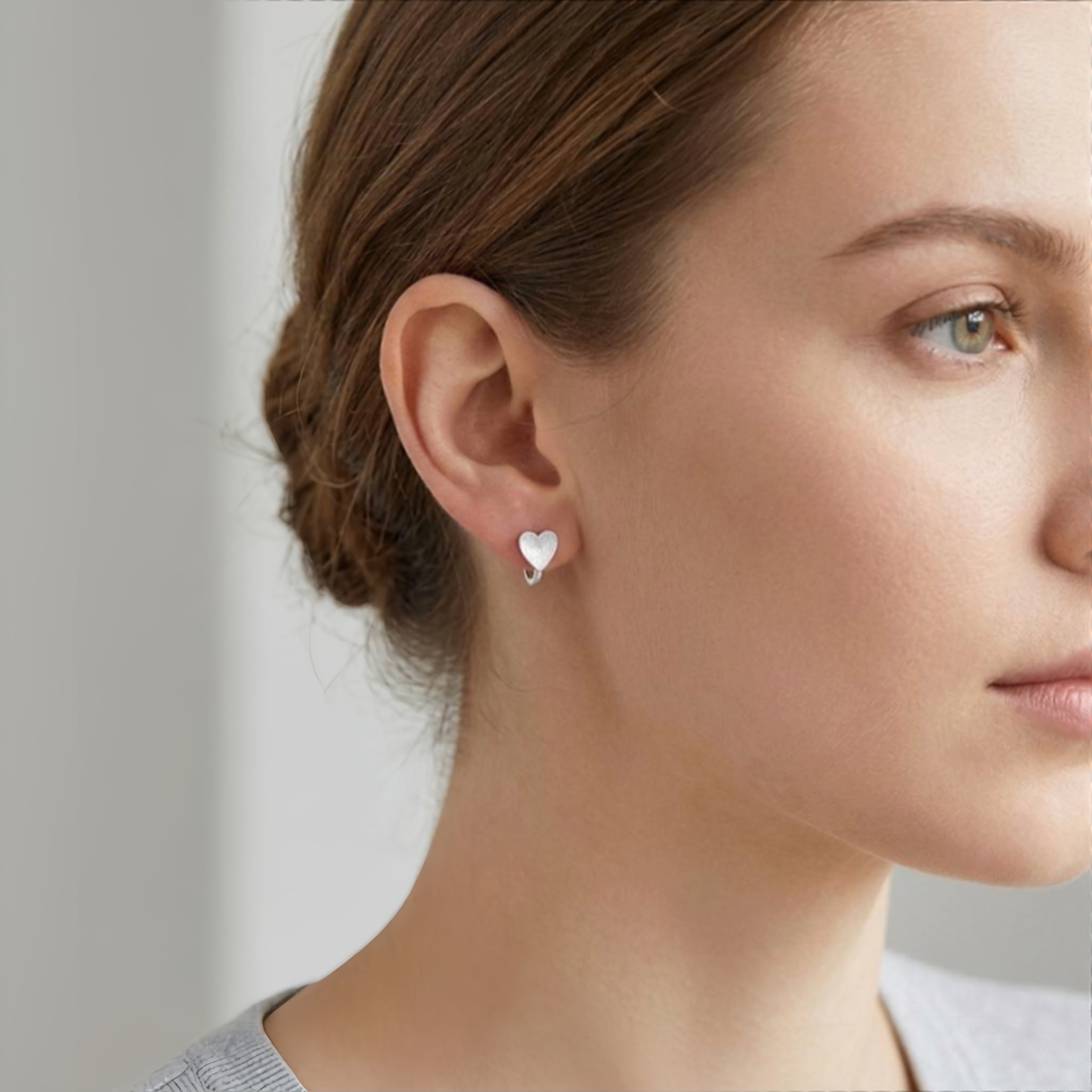 Heart Huggie Hoop Earrings with Brushed Texture
