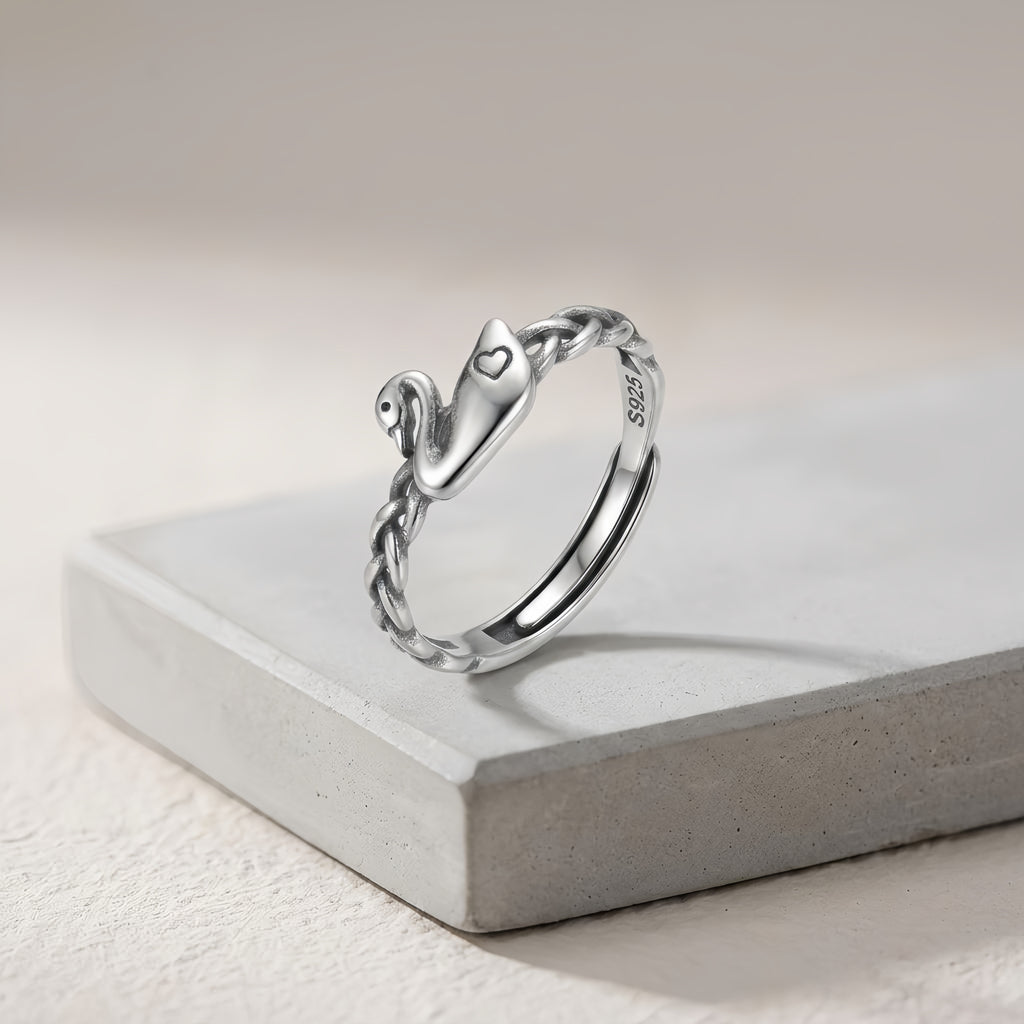 Sterling Silver Adjustable Swan Ring