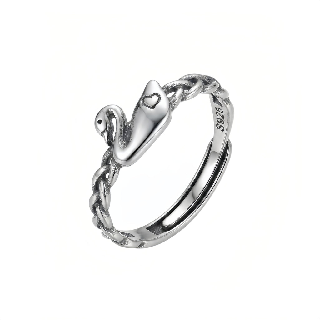 Sterling Silver Adjustable Swan Ring