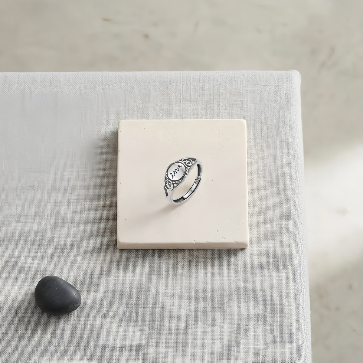 Sterling Silver Adjustable Love Signet Ring