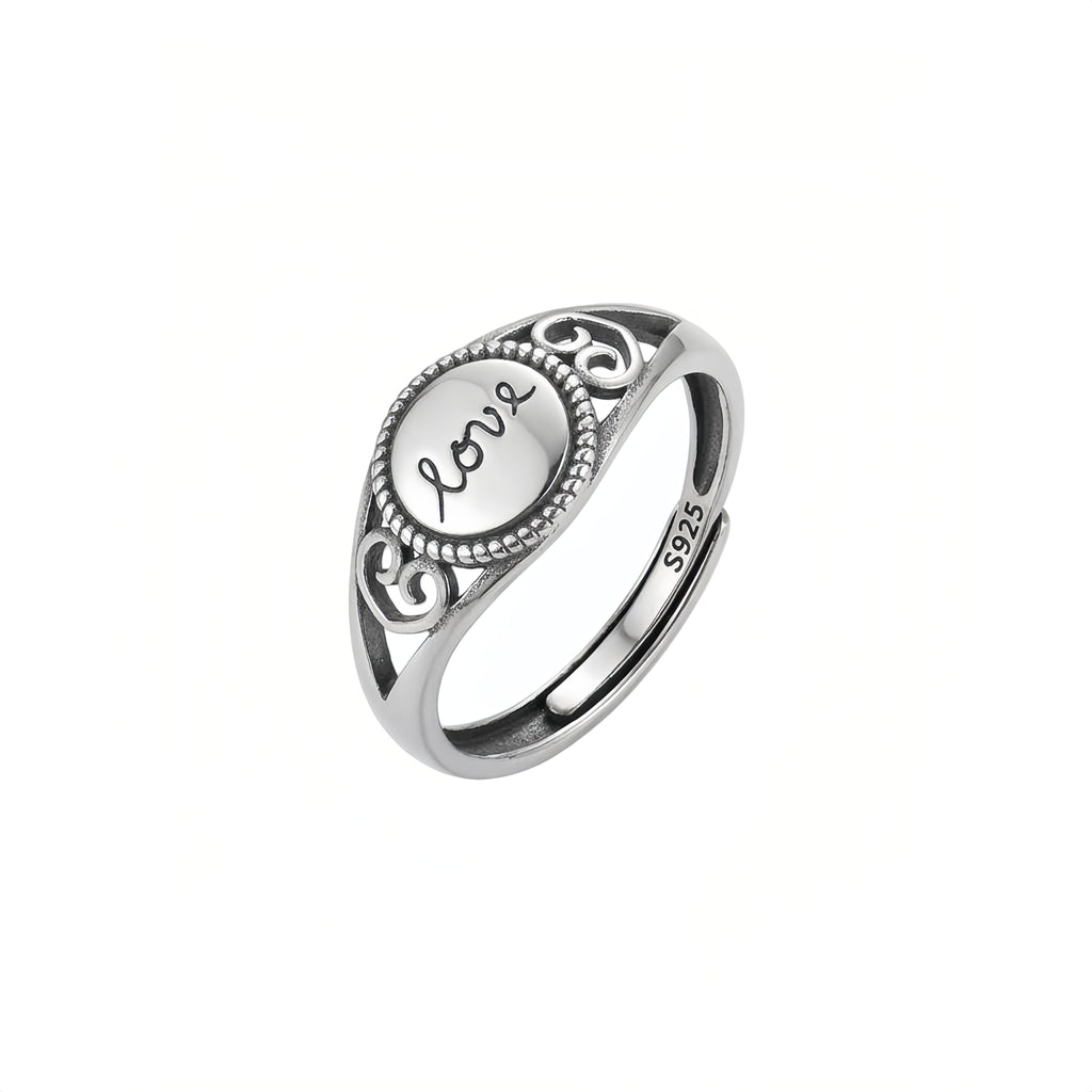 Sterling Silver Adjustable Love Signet Ring