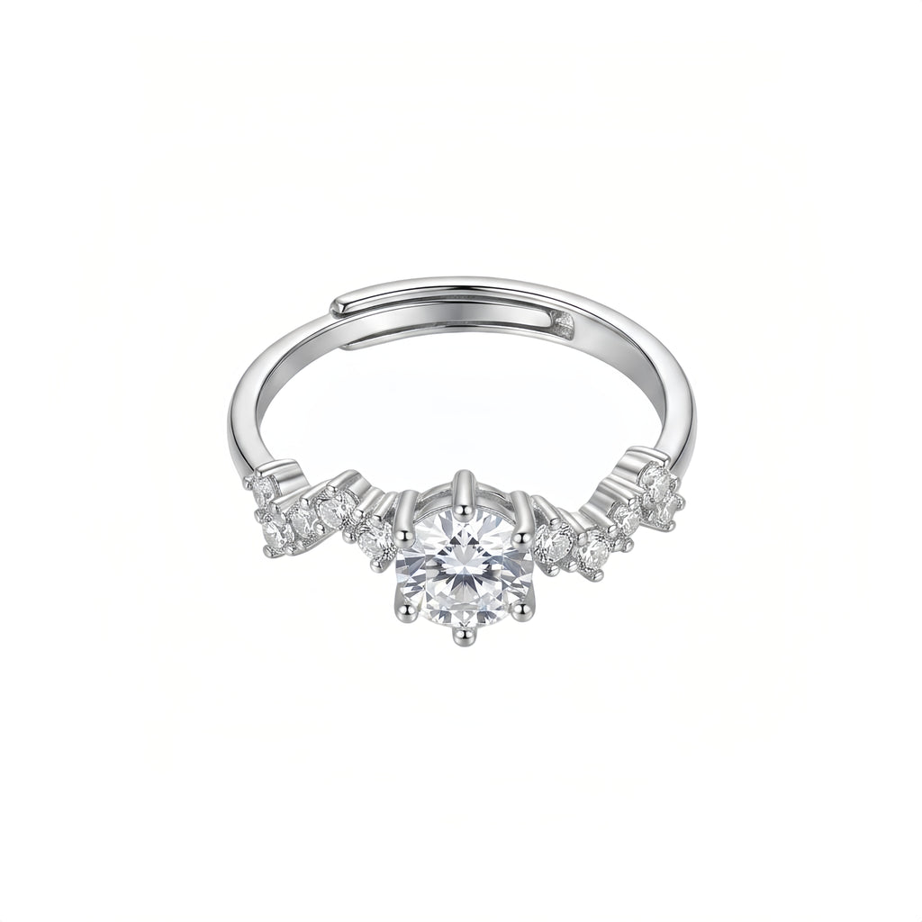 Sterling Silver Adjustable Cubic Zirconia Three-Stone Ring