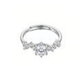 Sterling Silver Adjustable Cubic Zirconia Three-Stone Ring
