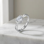 Sterling Silver Adjustable Heart Cubic Zirconia Ring