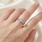 Sterling Silver Adjustable Heart Cubic Zirconia Ring