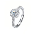 Sterling Silver Adjustable Halo Cubic Zirconia Ring
