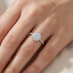Sterling Silver Adjustable Halo Cubic Zirconia Ring
