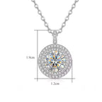 Sterling Silver Moissanite Double Halo Pendant Necklace