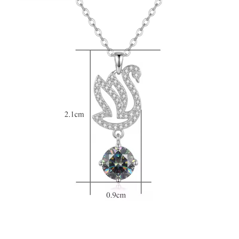Sterling Silver Swan Moissanite Pendant Necklace