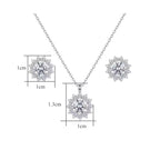 Sterling Silver Moissanite Halo Necklace and Earring Set